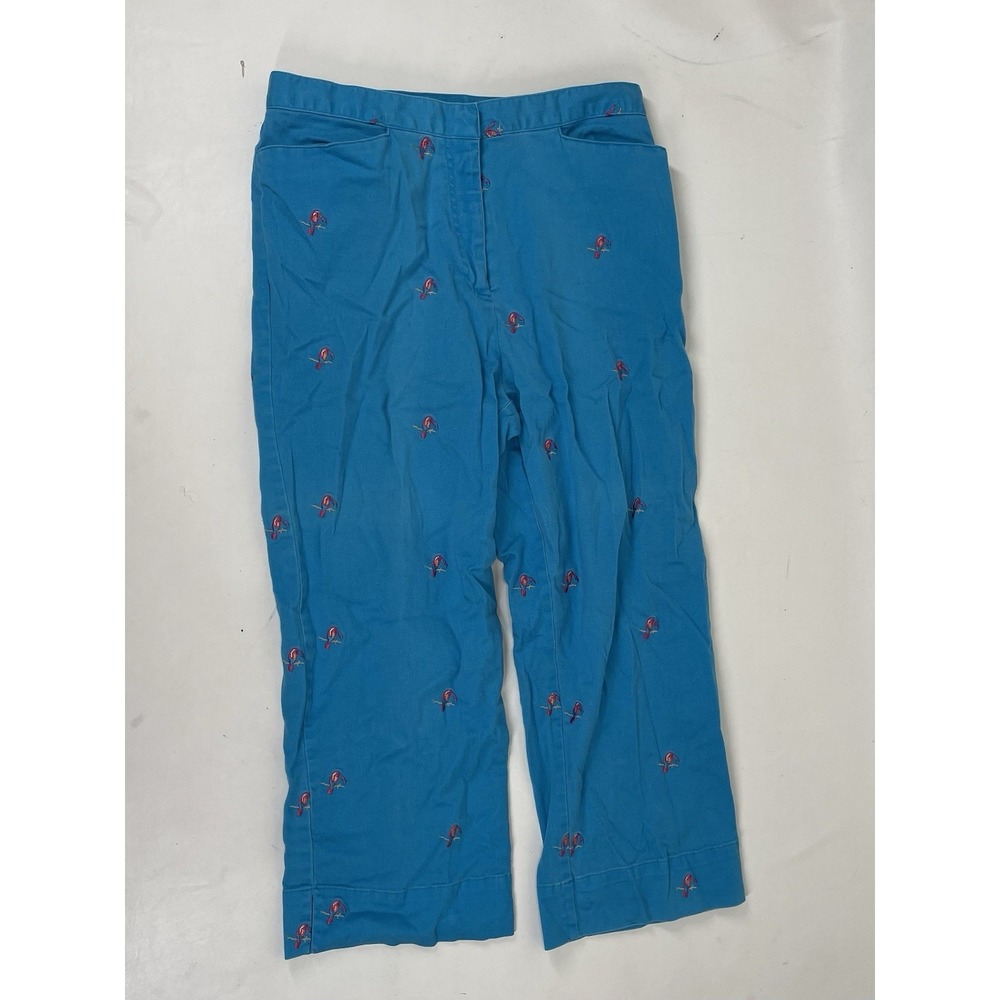 Sag Harbor Sport Embroidered Toucan Parrots Pants Womens Size 8‎ Blue